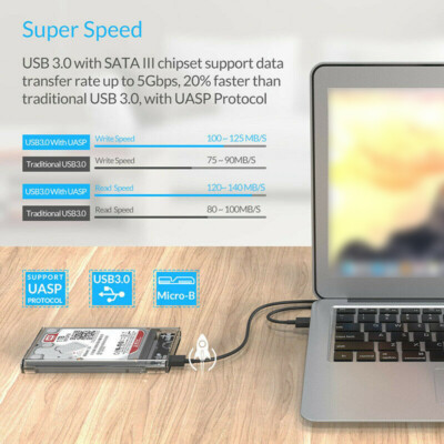 2.5'' USB 3.0 Micro B to SATA SSD HDD Hard Drive Disk External Case Enclosur XY