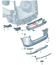 VW TOURAN 5T Stoßstangenbefestigungsleiste hinten Mitte 5TA807863 NEU ORIGINAL