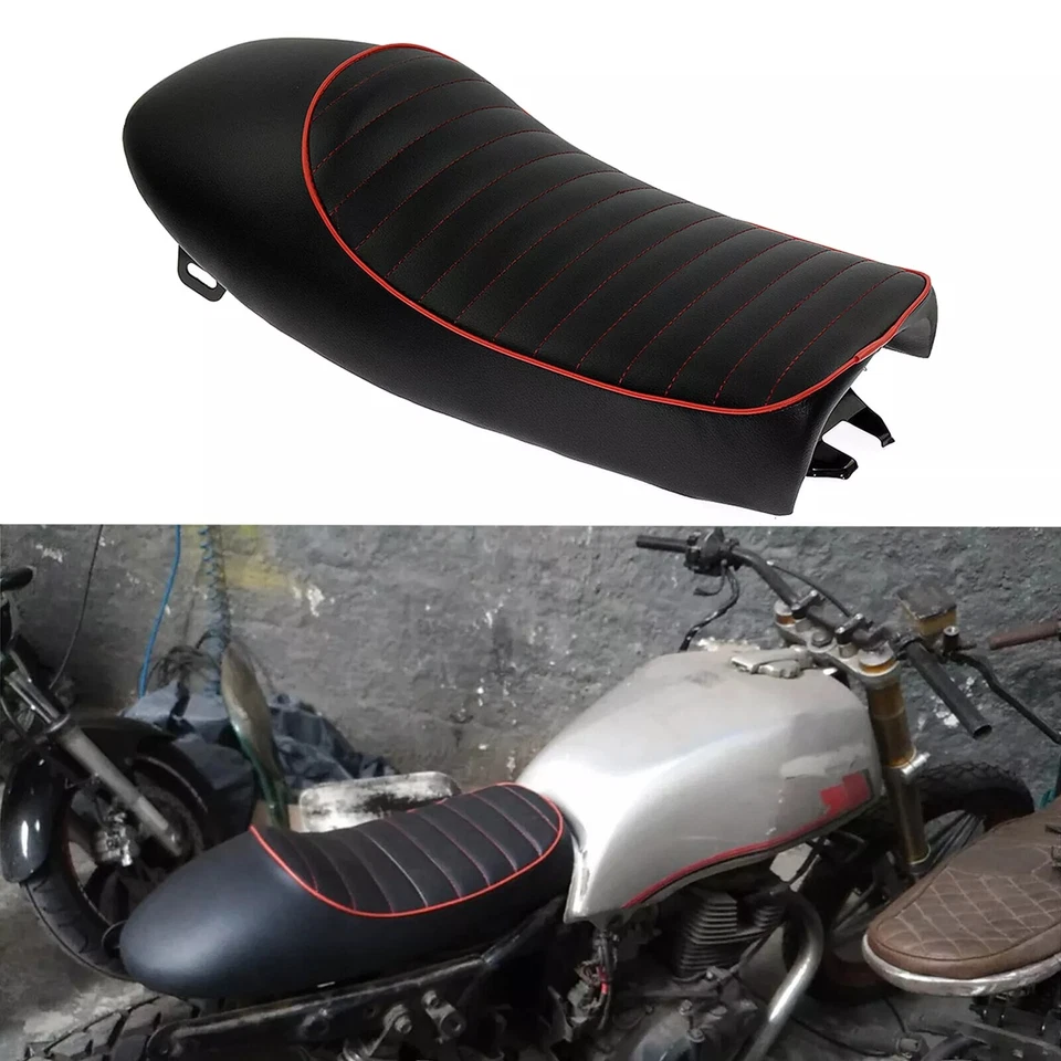 Motorcycle Universal Cafe Racer Seat Flat Hump Saddle For Honda CB Suzuki Yamaha - Image 2 of 4