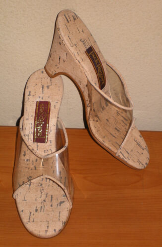 JACK ROGERS Cork Summer Sandals * Clear Slides Slip On Wedge Heels NEW 7 - 7.5