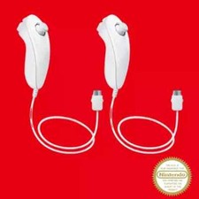 2x Official Wii Nunchuck White Remote Nintendo Motion   Wii U OEM Controller