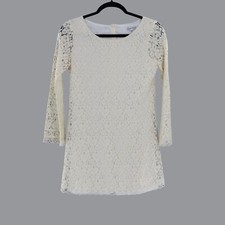 Velvet Torch Sheer Lace Dress Womens XS Cream Grannycore Event Fairy Cottagecore