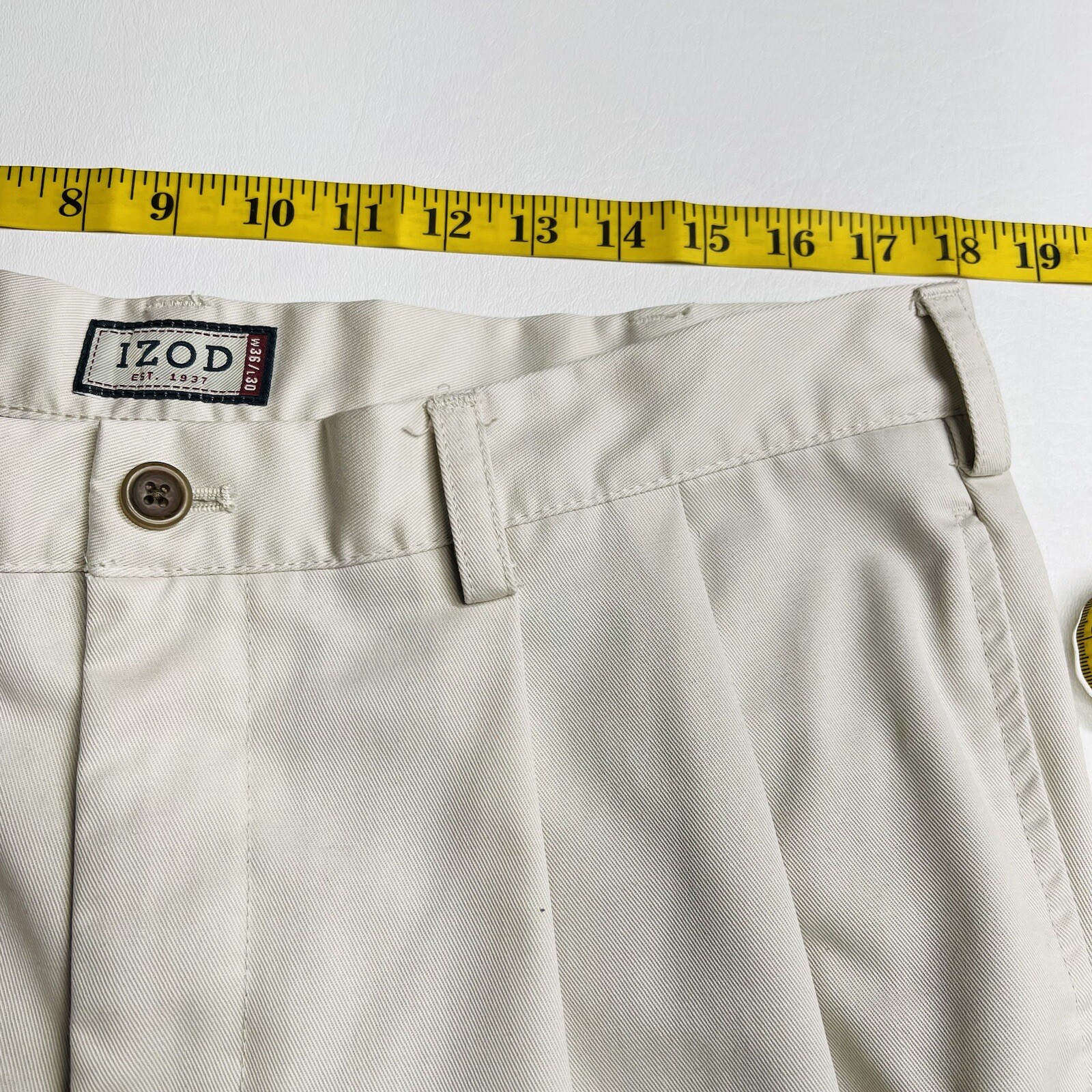 Men's IZOD Beige Double Pleated Cuffed khakis 36 x 30 Pants eBay