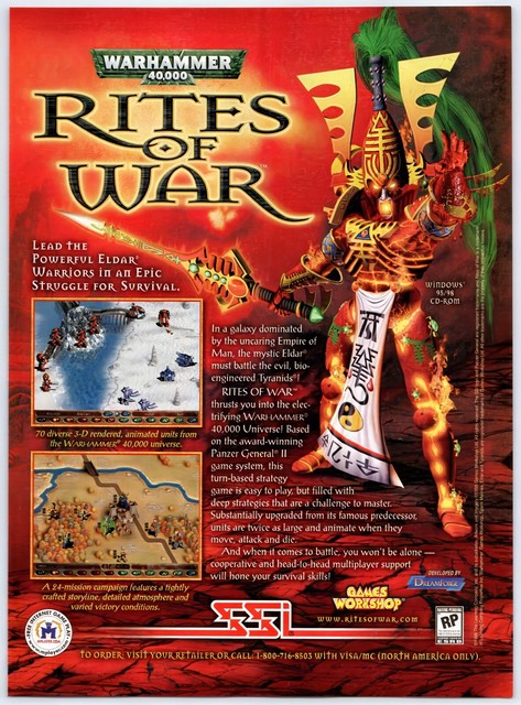 Warhammer 40k Rites Of War PC - Vintage Original Print Ad Promo Poster Art 1999