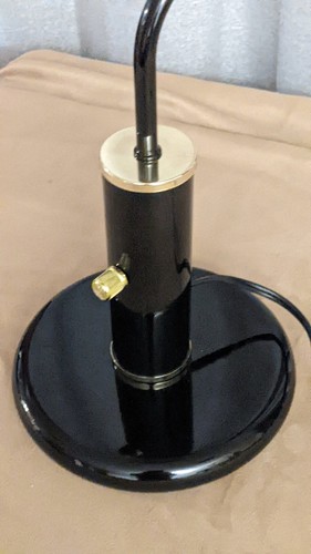 Black glass lotus flower vintage style table lamp black finish base 27in H - Picture 5 of 5