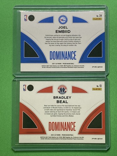 2021-22 Panini Prizm Joel Embiid & Bradley Beal Dominance Green Wave Prizm Lot - Picture 2 of 6