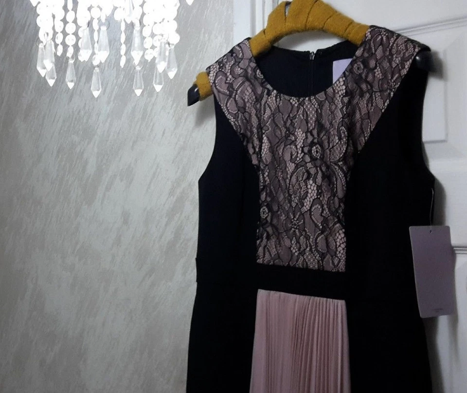 JS COLLECTIONS Cocktail Dress Size 8 / 36 Black Pastel Pink NEW - Image 3 of 4