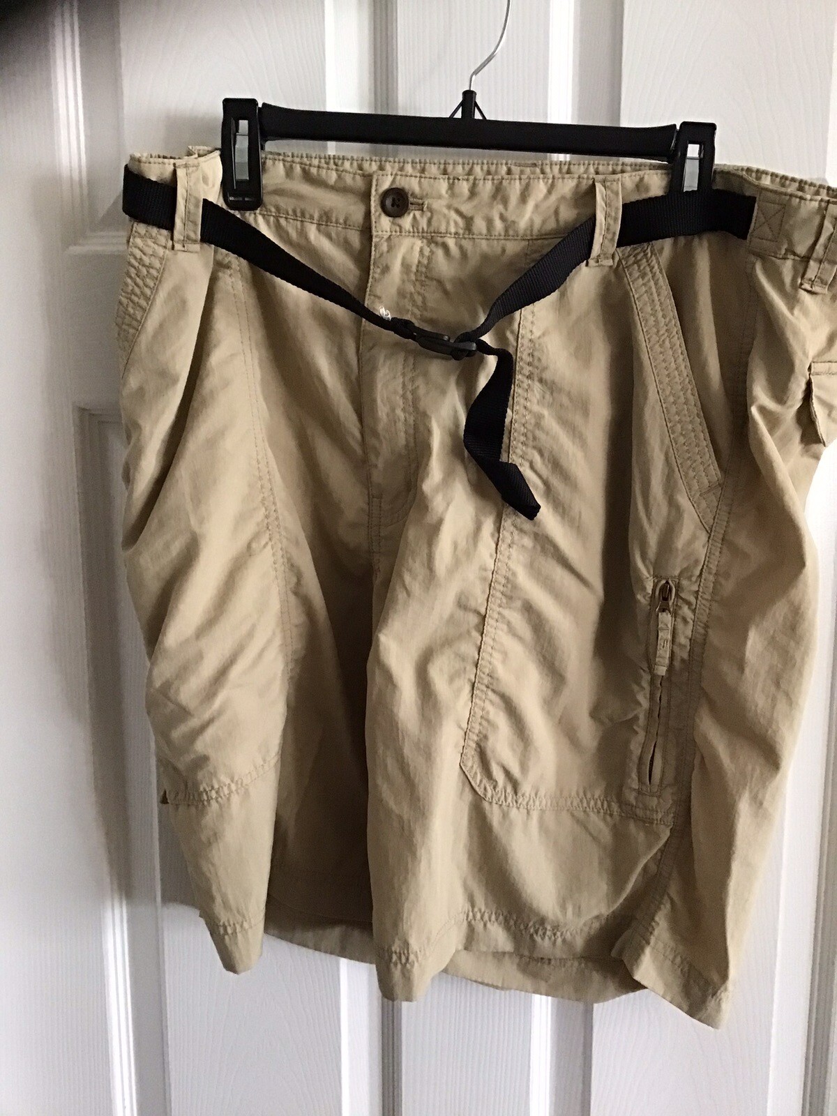 Men's Beige Cargo Hiking Shorts Size 40 Nylon Belted Outdoor Chaps-image