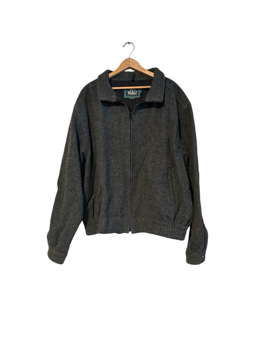 Woolrich Wool Made In USA Grey Vintage Tweed Zip Size XL