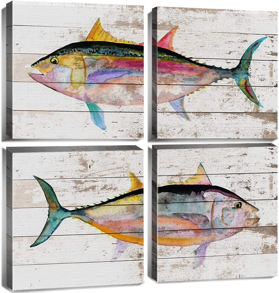 Fish Wall Art Coastal Decor Bathroom Picture Ocean Tuna Fish Canvas Prints