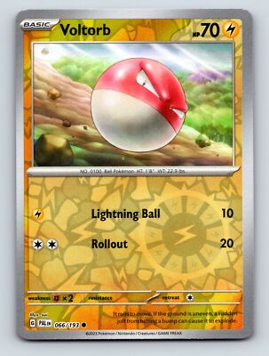 Basic Voltorb HP 70 Lightning Ball Rollout Attack Rarity Yellow Card