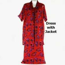 Red Hat Ladies - Red Birthday Dress & Jacket - Size Medium (runs big)