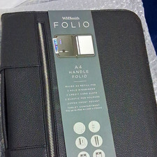 WHSmith A4 handle Folio, A4 pad, ringbinder, zipped pockets, table compartment 