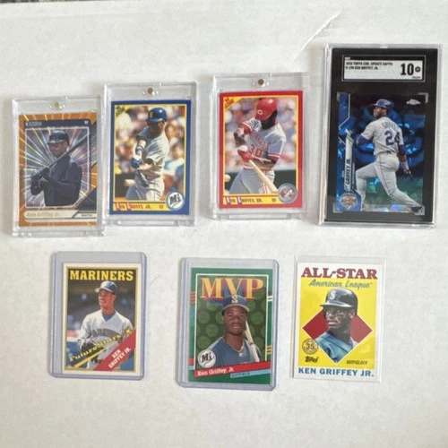 Topps Ken Griffey Jr. 7 Card Lot Score Donruss Mariners Reds MVP All-Star