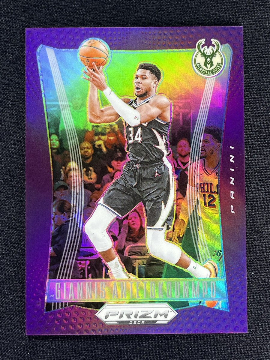2023-24 Panini Prizm DECA Giannis Antetokounmpo #120 Purple Prizm Bucks /99