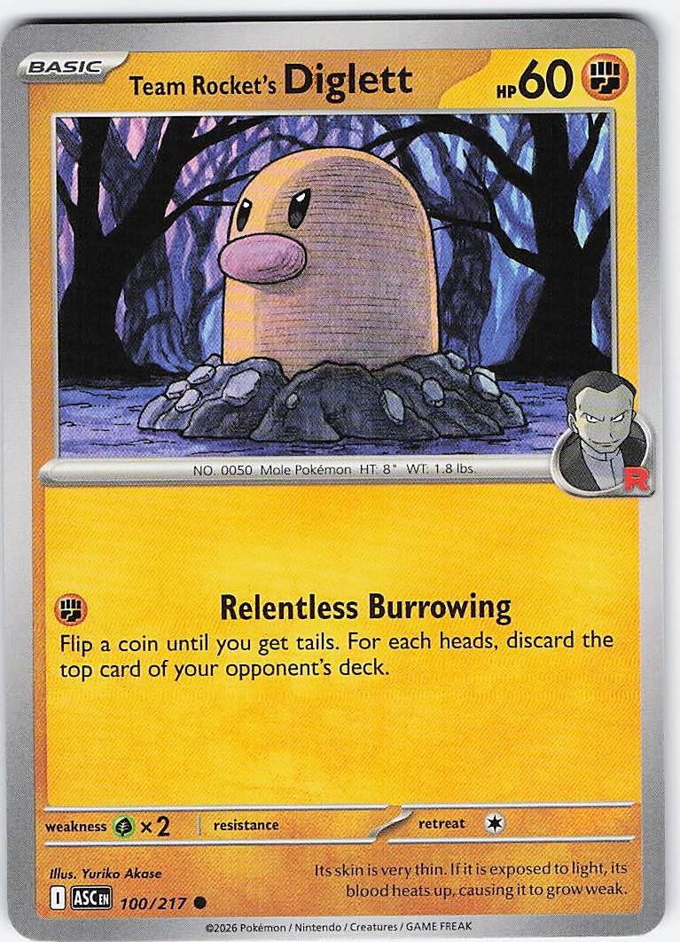 2026 Mega Evolutions Ascended Heroes Team Rocket's Diglett 100/217 Common