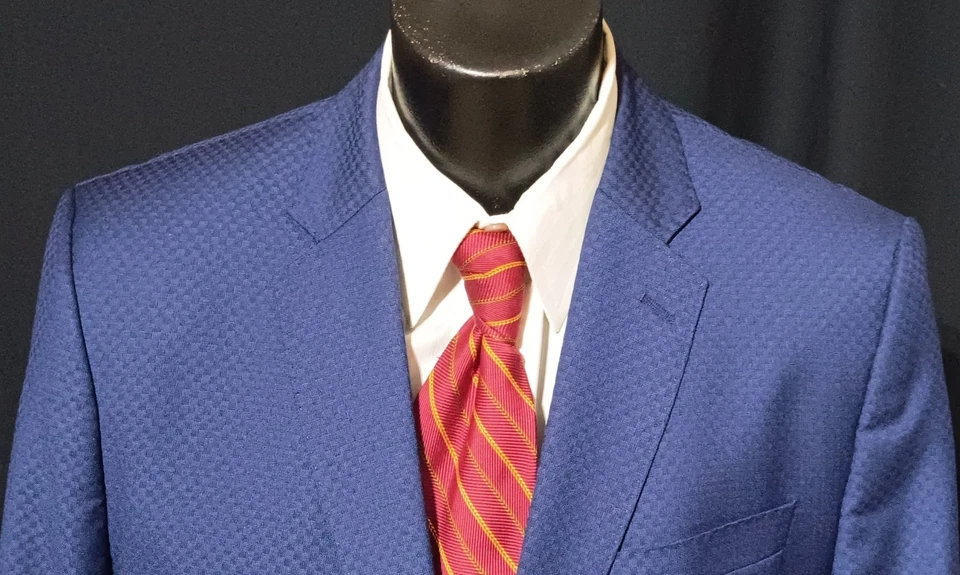 Abrigo deportivo Versace 44R sutil azul cobalto a cuadros doble ventilación Foto 2 de 4