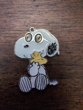 Snoopy Charm Enamel Tone Wearing Glasses Hugging Woodstock