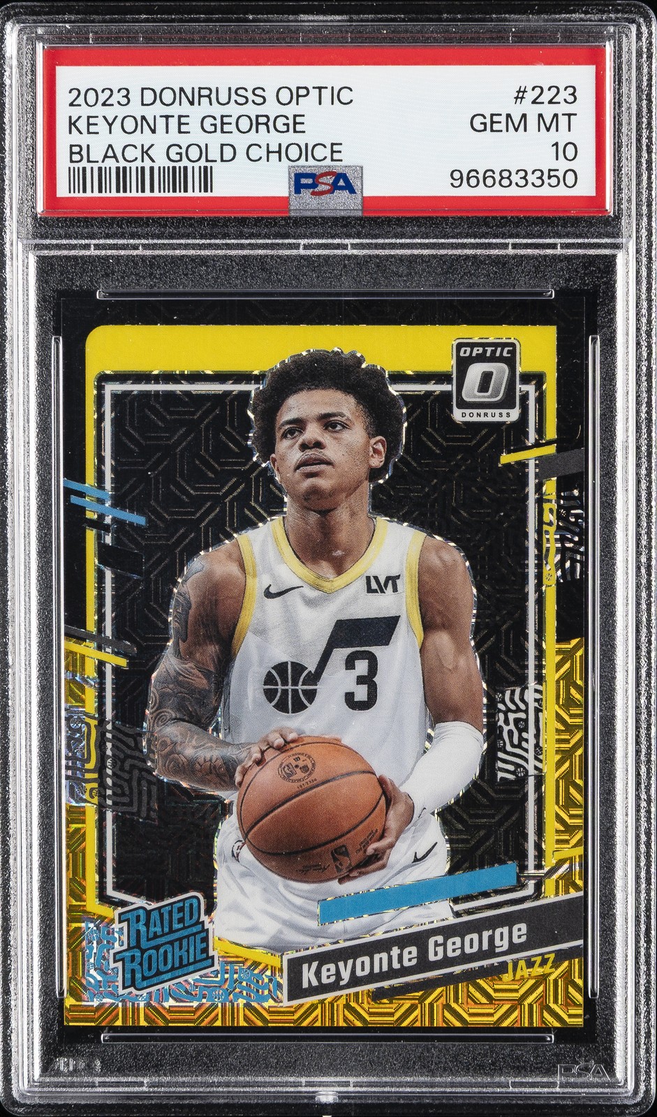 2023 PANINI DONRUSS OPTIC BLACK GOLD CHOICE #223 KEYONTE GEORGE 1/8 PSA 10