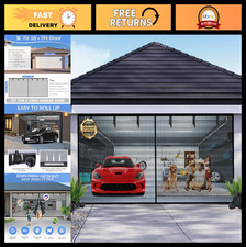 2 Car Garage Magnetic Screen Door 16x7FT, Retractable Fiberglass Mesh, Easy Inst