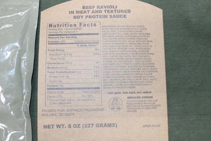 5 US Military Issue MRE Entress Beef Ravioli Lot 5 Packs