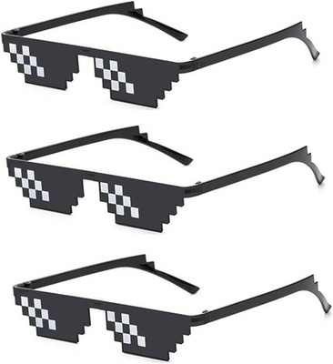 3 Pack Thug Life Sunglasses,Men Women Pixel Mosaic Glasses, MLG Shades for Props