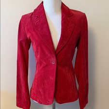 Oscar Piel Vintage Red Suede Leather Women's Blazer Jacket Size Small