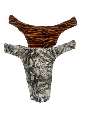 Men s 2 Pack Snake & Tiger LowWaist In Corton Breathable Thong,underwear Size M