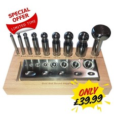 Proops Oval and Round Doming Set with 9 Punches and Block. J2336