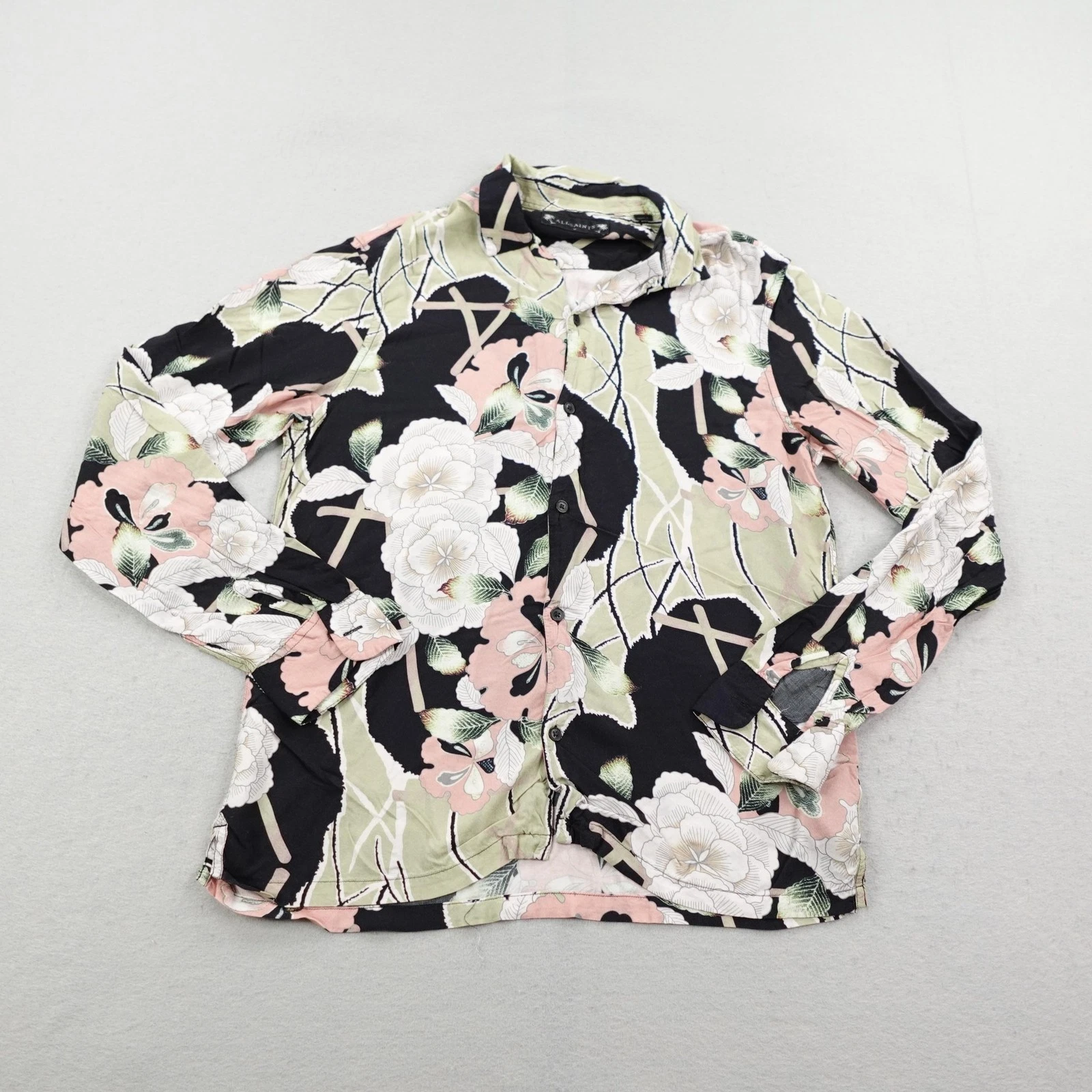 AllSaints Shirt Mens Medium Black Green Floral Fuyugi Hawaiian Button Up Camp
Opens in a new window