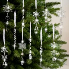 18PCS Crystal Christmas Ornaments for Tree Decorations Hanging Acrylic Christmas