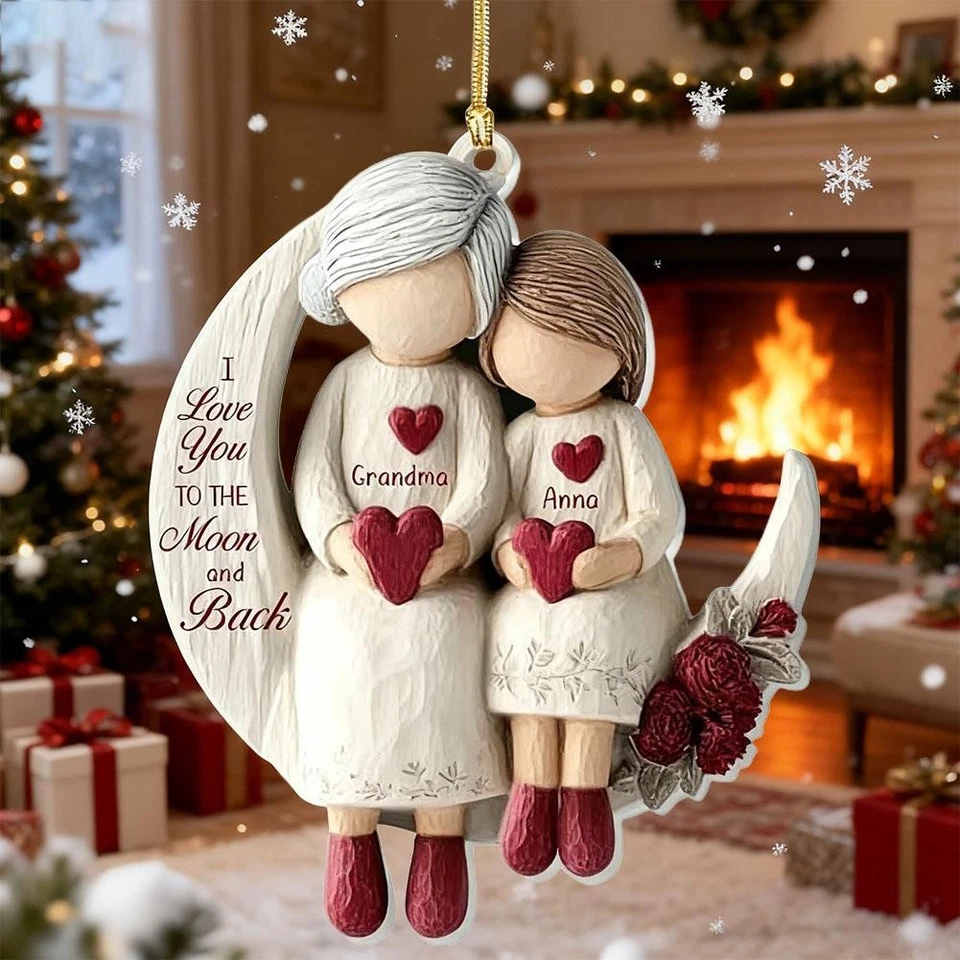 Acrylic Pendant Grandparents Moon I Love Love You to The Moon and Bacღ - image 3 of 4