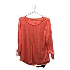 Talbots marled pink peach top with ties t bottom sleeve size small