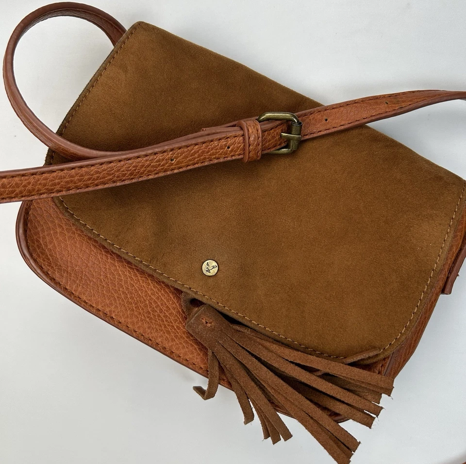 Bolso Bandolera AE Marrón Imitación Cuero Western Boho Borla Flecos a Presión Foto 2 de 4