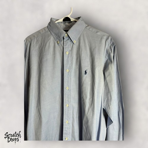 Ralph Lauren Men's Large Blue Long Sleeve Button Down Shirt Classic Fit M02 - Picture 3 of 5