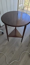 Vintage Bombay Company Triple Drop-Leaf Wooden Table Triangle or Round Display