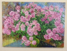 Oil Painting on Canvas Rose Flowers Floral Still Life Signed Moretti VINTAGE S6