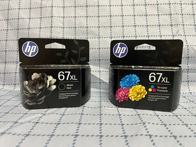 GENUINE HP 67XL Black & 67XL Tri Color ink cartridges New In Retail Box 8/2027