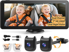 Dual Car Camera Baby Monitor with 6.9" Split Screen-1080P HD Carseat Camera for