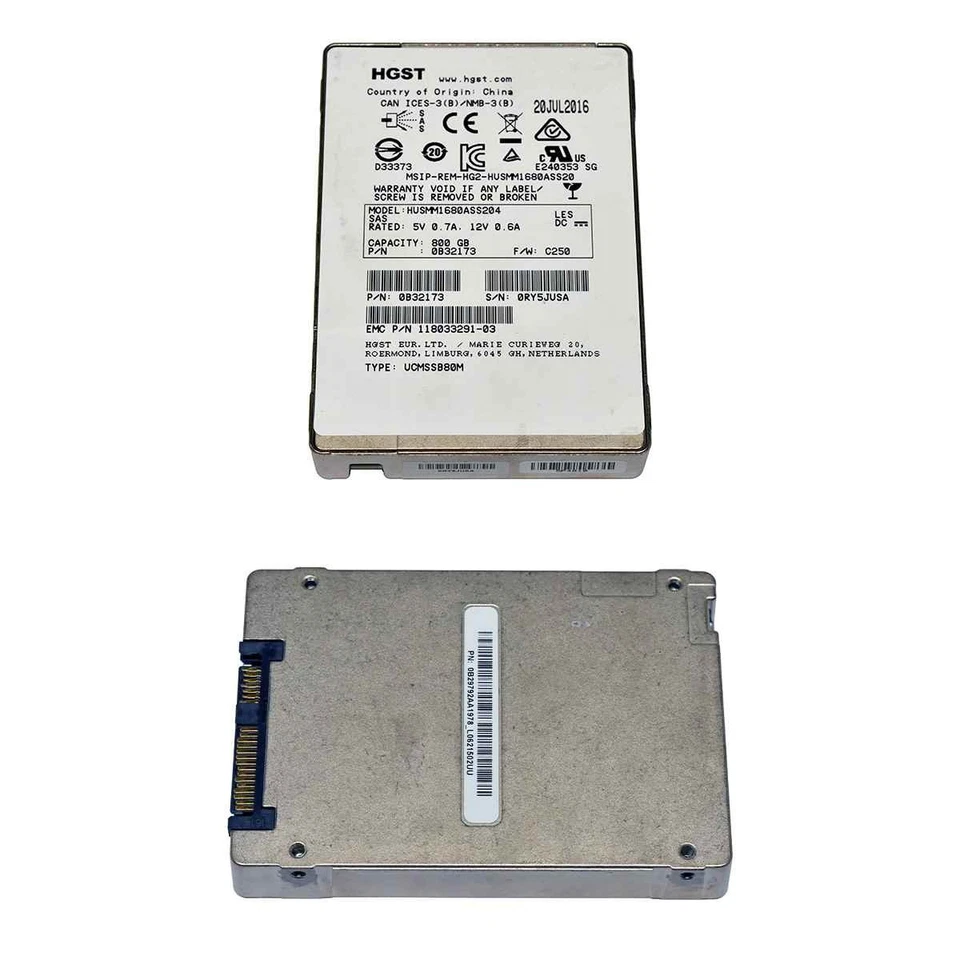 EMC HGST 800GB 2.5" 12G SAS SSD 118033291-03 HUSMM1680ASS204 Server Storage - Bild 2 von 4