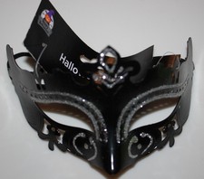 Black Masquerade Mask Venetian Eye Mask Silver Glitter Metal Gothic Costume