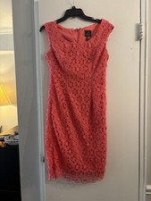 Adrianna Papell Women's  Coral Sleeveless Lace Floral Cocktail Dress - 4