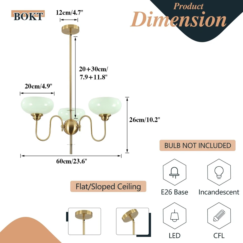 Lámpara de araña Sputnik verde de 3 luces de mediados de siglo moderna lámpara colgante con... Foto 2 de 4