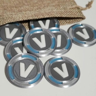 V-Coin V-Bucks F-Nite | Mehrfarbig | Silber | Doppelseitig | Inspiriert von Fort