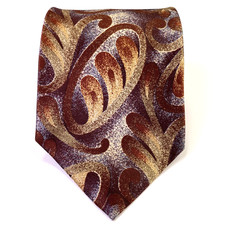 Karl Lagerfeld Tie Vintage Mens Brown Silk Neck Tie Floral Abstract L57" W3.75"