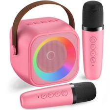 Mini Karaoke Machine with 2 Wireless Microphones for Kids Adults,Portable