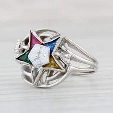 Order Eastern Star Ring 14k White Gold Size 5 OES Masonic Signet Past Matron