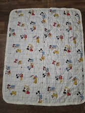 Vintage Disney Baby Mickey Minnie Mouse Friends ABC Crib Quilt Blanket