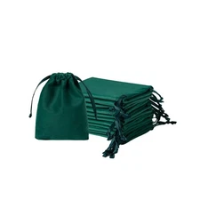 12pcs Forest Green Drawstring Bags 3x4 inches Small Velvet Cloth Gift Bags Je...
