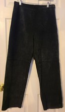 Vintage Terry Lewis Pants Womens Black Suede Genuine Leather Lined SIZE 16 NWT